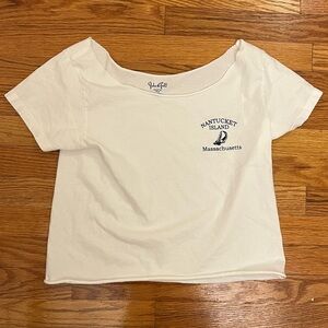 Brandy Melville John galt White Nantucket Graphic Crop Top